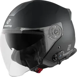 Bogotto H586 BT Solid Bluetooth Jethelm, schwarz, Größe L - Motorradhelm mit integrierter Bluetooth Helmsprechanlage und klarem, kratzfestem Visier für sicheres Fahren und Kommunikation.