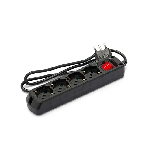 Mehrfachsteckdose 4 fach Schuko + 10/16A mit Schalter 1m Kabel und Stecker 16A