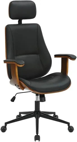 Ergonomischer CLP Bürostuhl Lugo mit Kunstleder-Bezug - Bürostuhl Lugo mit Kopfstütze, 360° Drehfunktion und Wippmechanik für optimalen Komfort beim Arbeiten. Ideal für stilvolle Büros.