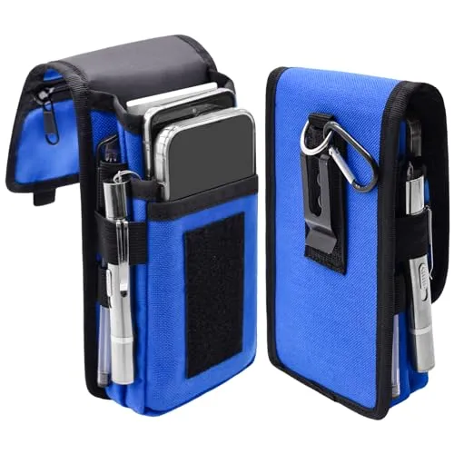 Prebene Dual Phone Holster, Gürtel Phone Pouch, Large Smartphone Pouch Handyhalter, Taktische Gürteltasche, Handyhalter für Arbeit, Geschenke für Männer, Wandern, Camping, Grillen (Blau, L)