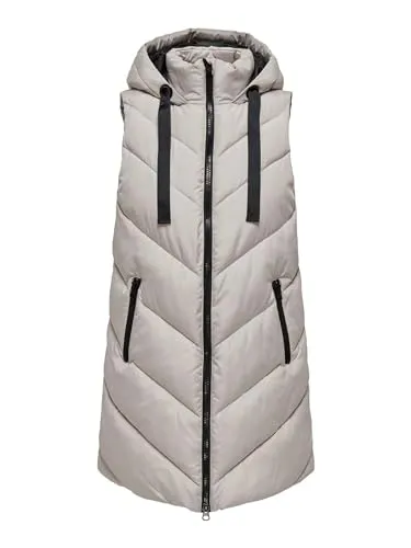 JdY Damen JDYSKYLAR Padded Hood Waistcoat, Chateau Gray - Funktionsjacke mit regulärer Passform, bietet angenehmen Tragekomfort und eleganten Look für jede Gelegenheit.