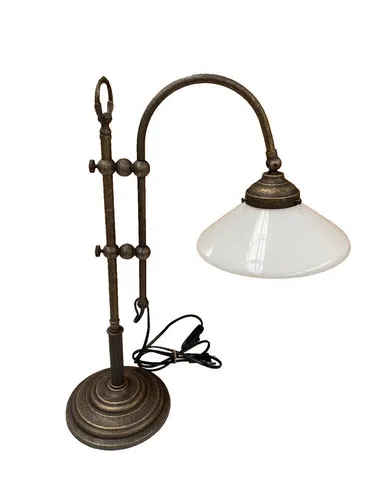 Gremegro Tischleuchte Antik Jugendstil - Nachttischleuchte im Jugendstil, höhenverstellbar (41-53cm) und aus brüniertem Messing, ideal für eine nostalgische Atmosphäre.