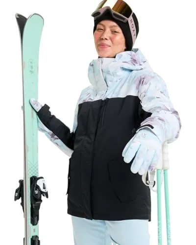 Roxy Jetty Block 10K Snowboardjacke in Blau L (40) - Wintersport-Bekleidung mit 10K Wassersäule, ideal für kalte Tage auf der Piste und stylischer Look in Ice Blue Baqueira.
