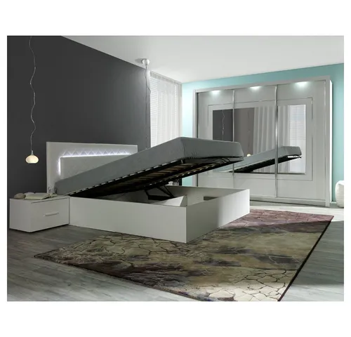 Lomadox Schlafzimmer-Set PALINURO-166, (Spar-Set, 4-tlg., Bett Nachttische Schwebetürenschrank), weiß Hochglanz, Liegefläche 160x200cm, inkl. LED-Beleuchtung