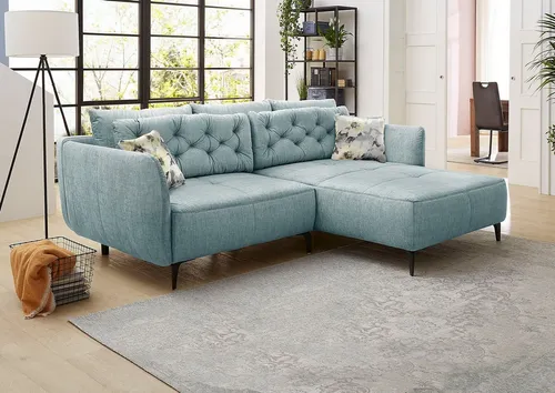 Jockenhöfer Gruppe Ecksofa Salo L-Form, B: 251 cm, im Retrolook mit Wellenfederung, mit Zierkissen