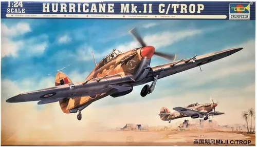 Trumpeter Hurricane Mk.II C/Trop 1:24 Modellbausatz - Kunststoff-Bausatz im Maßstab 1:24, ideal für Modellbau-Enthusiasten, die ein detailreiches Propellerflugzeug erstellen möchten.