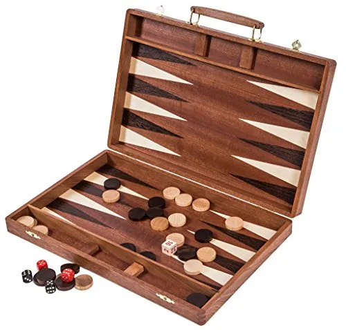 Square - Backgammon aus Holz Exclusive - 38 x 24,5 cm - Mahagoni - Intarsie