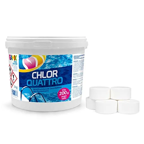 Chlortabletten für Pool 200g - Multitabs Pool 3 in 1 - Desinfektion Chlorung Pool - Pool Chemie - Pflege für Schwimmbad - 5 kg