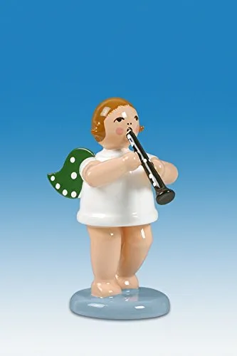 Rudolphs Schatzkiste Holzfigur Engel mit Klarinette 6cm - Weihnachtlicher Zierschmuck, filigrane Handarbeit aus dem Erzgebirge – der Engel mit Klarinette bringt festliche Stimmung und ist ein schöner Blickfang für Ihr Zuhause.