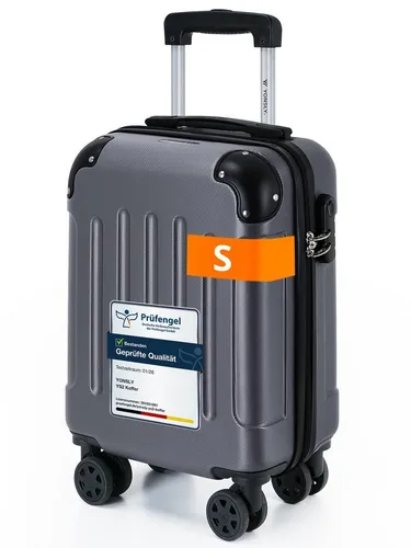 YONSLY Gepäck Suitcase Reisekoffer S, Grau – Hartschalen Trolley mit 360° Lenkrollen - Praktischer Handgepäck Koffer mit integriertem Zahlenschloss für einfache Sicherheit. Die 4 Spinner-Rollen bieten geräuschloses Gleiten und 360°-Mobilität. Ideal für kurze Reisen, leicht und robust mit viel Stauraum.
