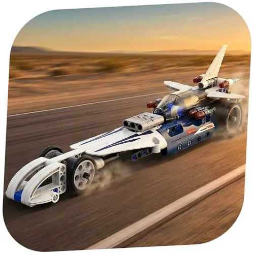 Drag Racing Auto aus CaDA Baustein-Set mit Rückziehfunktion, Sportwagen Steck-Bausatz DIY Pull-Back Spielzeug, Modellbausatz Car, Fahrzeug aus Klemmbausteinen, Technik-Bausatz für Kinder u. Erwachsene
