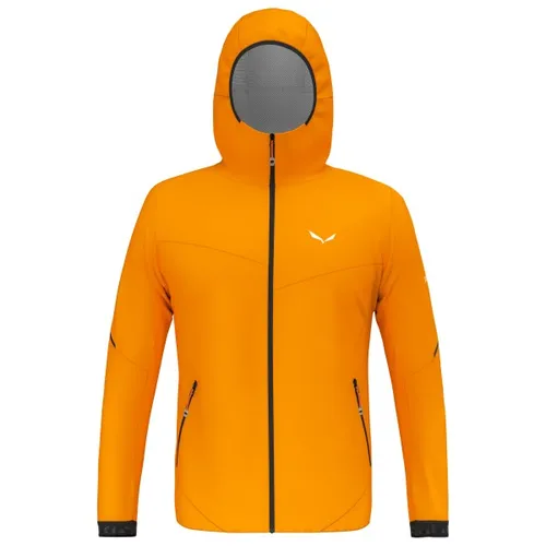 Salewa Pedroc PowerTex 2.5L Light Jacket - Orange Regenjacke Gr 48 - M - Wasserdichte und winddichte Regenjacke für Bergsportler in leuchtendem Orange, ideal für Speed Hiking und Wandern. Leichtgewicht mit Kapuze und DWR-imprägniertem Material.