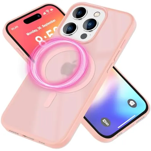 NALIA Magnet-Case für iPhone 16 Pro - Matt-Transparent & MagSafe Kompatibel - MATTEX (rutschfest, Stoßfest & Anti-Fingerabdruck) - Marke aus Berlin, Farbe:Rosa