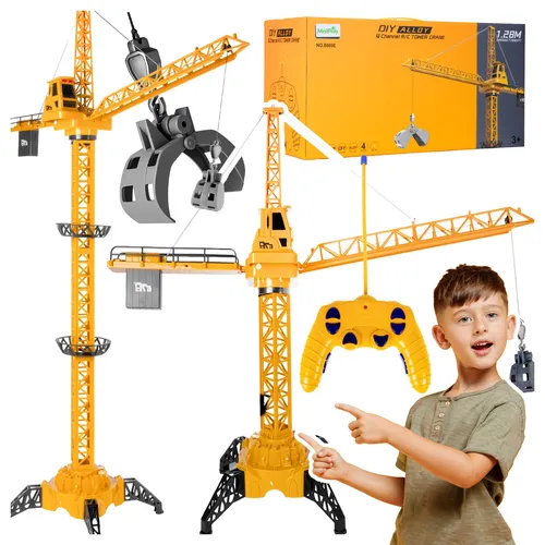 Malplay Baukran Riese Ferngesteuertes RC USB Spielzeug 128 cm Geschenk ab 3 Jahr