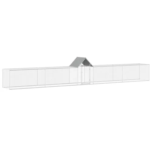 vidaXL Hühnerstall 9x1x1,5 m aus verzinktem Stahl - Kleintierkäfige - Geräumiger Hühnerstall mit wasserdichtem Dach, ideal für Hühner und andere Geflügelarten, bietet Sicherheit und Komfort im Garten.