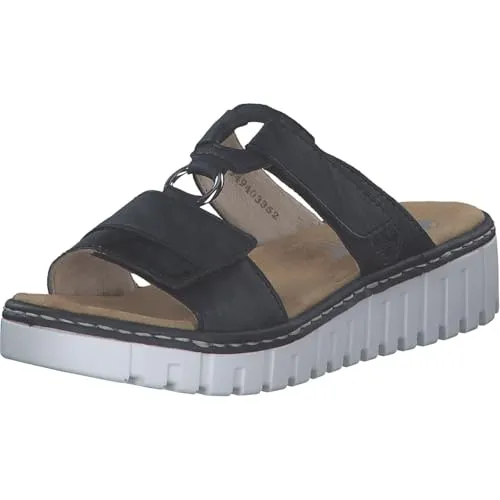 Rieker Damen V1396 Pantoletten - Wanderschuhe mit Noppen-Decksohle, die die Durchblutung der Fußsohlen fördert und für hohen Tragekomfort sorgt.