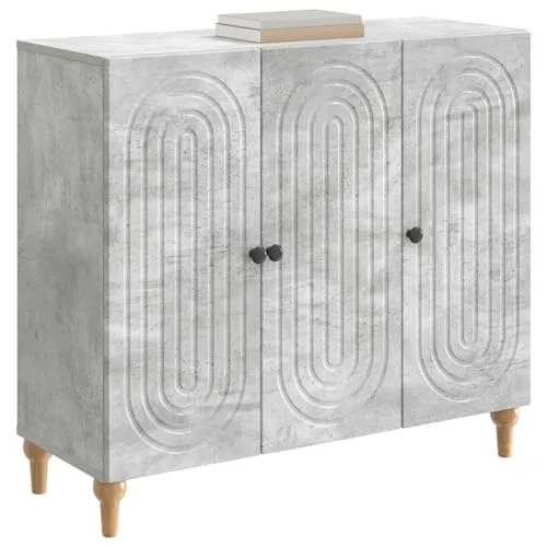 vidaXL Sideboard Betongrau 89 x 34,5 x 80 cm – Modern und Praktisch - Das elegante Sideboard in Betongrau bietet vielseitigen Stauraum und passt perfekt in jeden Raum. Mit stabilen Regalen und innovativen 90°-Pendeltüren ist es die ideale Lösung für stilvolle Ordnung im Wohnbereich, Büro oder Küche.