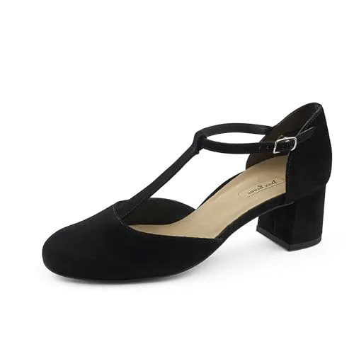 Paul Green Damen Spangenpumps - Elegante Riemchen Pumps in Schwarz - Damen-Pumps mit elegantem Design, aus hochwertigem Leder und komfortablem Blockabsatz (4.9 cm) - ideal für Büro und Abendveranstaltungen.