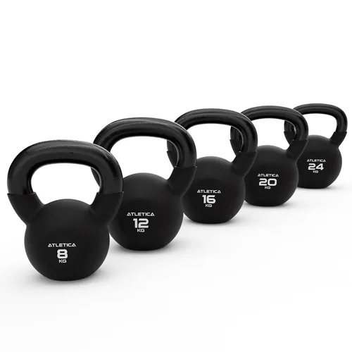 ATLETICA Kettlebells Set | 8kg - 24kg für effektives Krafttraining - Kettlebells Set mit 5 Gewichten (8kg, 12kg, 16kg, 20kg, 24kg) für vielseitige Functional- und Kraftübungen. Hochwertige Verarbeitung für optimalen Grip und Langlebigkeit.