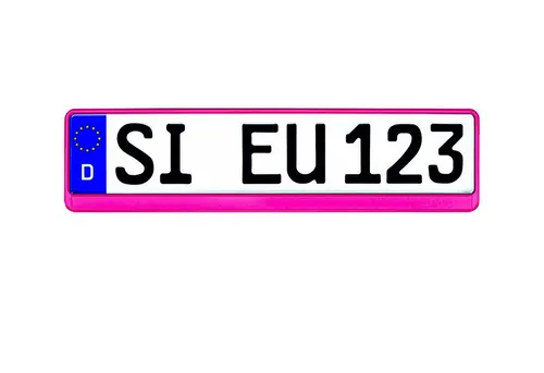 Bubble-Store Kennzeichenhalter Auto Kennzeichenhalterung, (Rahmenfarbe pink), KFZ Nummernschildhalter