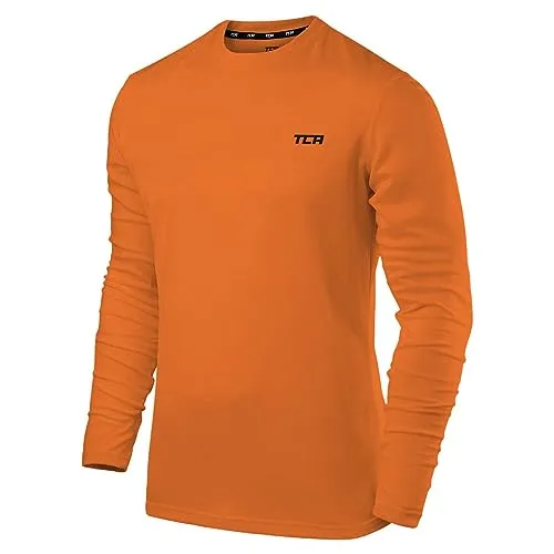 TCA Element Sport Langarmshirt Herren - Atmungsaktives Laufshirt in Orange, XXL - Activewear-T-Shirts für Herren, ideal für mittlere bis lange Läufe. Mit TCA D.R.Y.-Technologie für optimale Schweißableitung und Daumenlöchern für zusätzlichen Komfort.