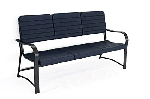 Carrington Gartenbank - Wetterfest und Robust - 160cm Dunkelblau/Schwarz - Funktionsjacken: Hochwertige, wetterfeste Gartenbank aus verzinktem Stahl, ideal für Innen- und Außenbereich, belastbar bis 250 kg und einfach zu reinigen.