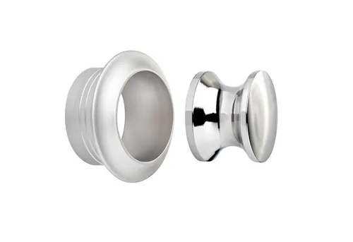 SO-TECH® Möbelbeschlag Aufschraubschloss Möbelschloss Caravan-Schloss Türschloss, Knopfset rund 16 mm Edelstahloptik