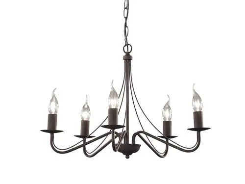 Reality Leuchten R1198-24 Country Kronleuchter in schwarz von TRIO Leuchten