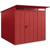 Gartenhaus Hörmann EcoStar Elegant-P Typ 2 RAL3004 - Gartenhaus mit Pultdach in Rot, aus robustem Metall, ideal für die sichere Aufbewahrung von Gartenwerkzeugen und Geräten.