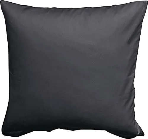 Erwin Müller Kuschelkissenbezug, Kissenhülle Mako-Satin Landshut, 100% Baumwolle - seidiger Glanz, mit praktischem Reißverschluss, temperaturausgleichend - anthrazit Größe 40x40 cm