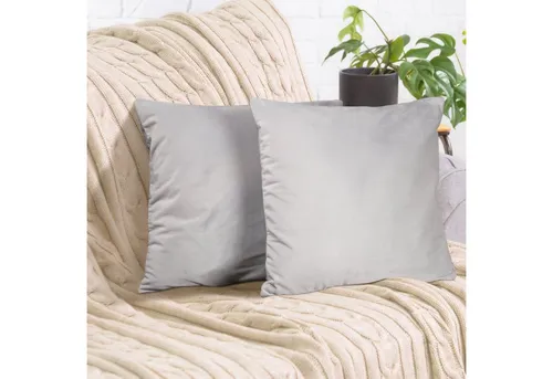 Cozyor Kissenbezug Samt Kissenhülle in diversen Größen & Farben, Sofakissen Bezug, (2 Stück), hellgrau Moonlight, weiches Samtkissen 40x40 cm mit Reißverschluss
