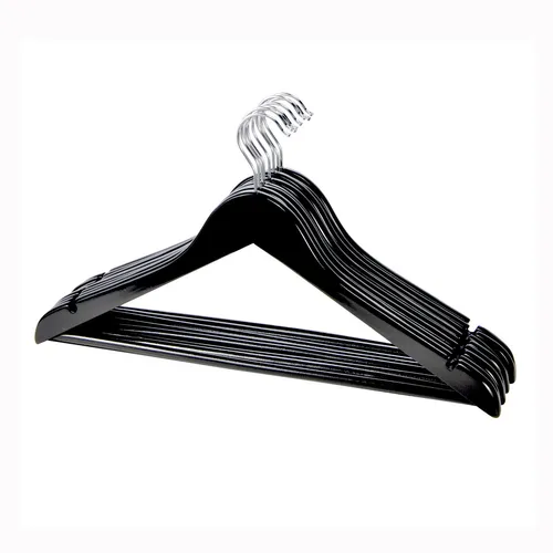 Stück stabile Holz - Kleiderbügel mit Hosensteg / Schwarz 10