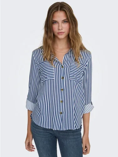 ONLY Hemdbluse ASMIN SHIRT L/S WVN NOOS - Peacoat Stripes - Hemdbluse aus 100% Viskose, kühlend und pflegeleicht, ideal für lässige Looks im Alltag.