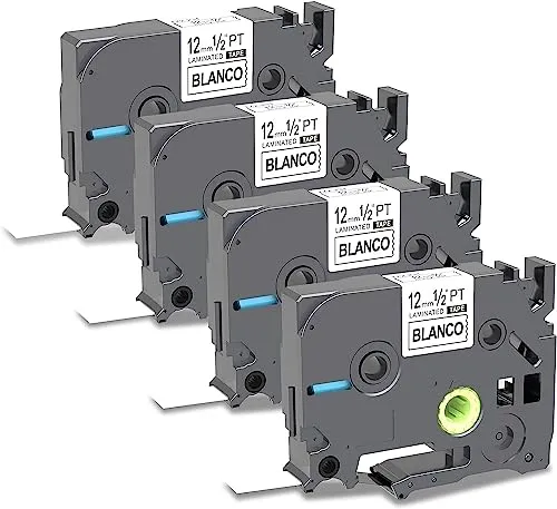 X 12mm 0.47 White Schriftband als Ersatz für Brother P-touch Bänder P Touch Schriftband 12mm TZe-231, Kompatible zum Brother Beschriftungsgerät Bänder für PT-H100R PT-H107B H100lb PT-1000 PT-1010 4