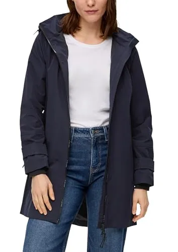 s.Oliver Damen Mantel mit Logo-Reißverschluss - Stylischer Damen-Mantel mit Relaxed Fit, Mesh-Futter und Kontrastdetails. Ideal für kühle Tage, überzeugt durch Funktionalität und modischen Logoprint.
