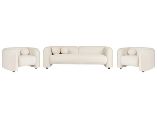 BELIANI Cremeweißes Samt Sofa Set 5-Sitzer mit Dekokissen