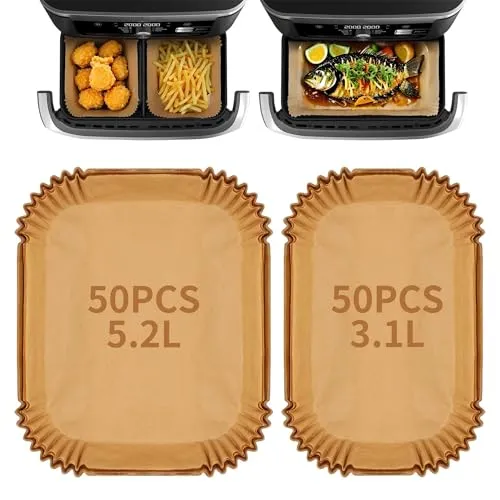 PCS Airfryer Backpapier für Heißluftfritteuse Backpapier für Tefal Easy Fry EY901810 EY905D 5,2/3,1L,Zubehör Heißluftfritteusen für Philips Airfryer Dual Basket 3000 Series,Cecotec5,2/3,1L 100