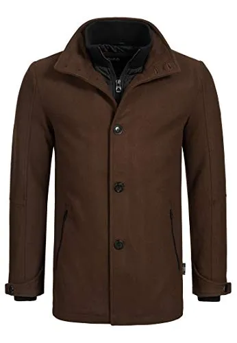 Indicode Herren Brittany Kurzmantel mit Stehkragen | Herrenmantel Wollmantel Mantel Männer Demitasse, XXL