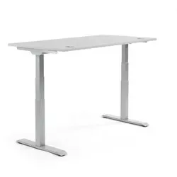 Höhenverstellbarer Schreibtisch 1800x605-1255x800mm lichtgrau - Flexibel arbeiten mit unserem höhenverstellbaren Schreibtisch. Mit Memory-Handschalter und Kollisionsschutz. Ergonomisches Design für maximale Beinfreiheit und leisen Betrieb unter 50 dB.