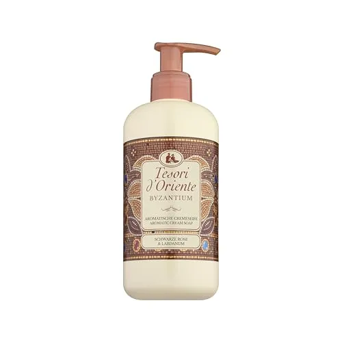 TESORI D'ORIENTE Aromatische Cremeseife Byzantium | 300 ML | aromatisches Duschgel | mit schwarzer Rose und Labdanum