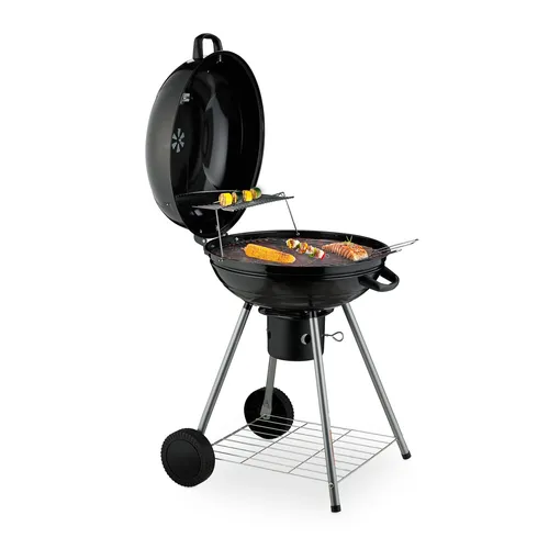 Kugelgrill Holzkohlegrill Smoker Grillwagen 53 cm von Relaxdays