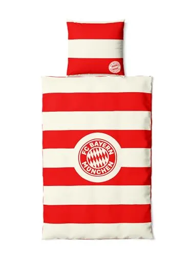 FC Bayern München Bettwäsche Microfaser 135x200 cm – Unisex in Rot/Weiß - Stylische Microfaser-Bettwäsche für echte FC Bayern München Fans. Wendebettwäsche in Rot/Weiß mit Logo, ideal für einen gemütlichen Schlaf. Maße: 135x200 cm und 80x80 cm.
