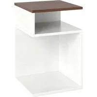 Costway Beistelltisch Holz 3 Ebenen Weiß & Walnuss - Vielseitiger Beistelltisch mit elegantem S-Design. Ideal zur Präsentation von Deko und zur Organisation von Zeitschriften. Rutschfeste Fußpolster schützen Ihre Böden. Perfekt für Wohnzimmer, Schlafzimmer oder Büro.