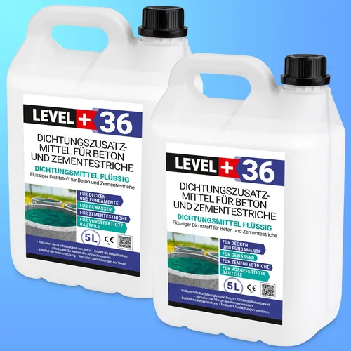 Dichtungsmittel Flüssig für Zementestriche und Beton 10L - Industrielle Lacke: Effektives Mörtelzusatzmittel zur Reduzierung von Ausblühungen und Durchlässigkeit, ideal für Decken und Fundamente.