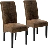 tectake Esszimmerstuhl 2er Set - Gepolsterte Stühle aus Kunstleder - Stühle im 2er Set, ergonomisch geformt für besten Sitzkomfort, mit pflegeleichtem Kunstlederbezug und robusten Hartholzbeinen, ideal für stilvolle Esszimmer.