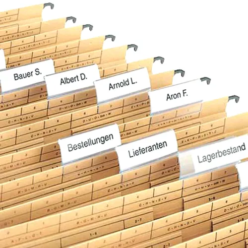 Beschriftungsschilder-Einsteckschilder 60 x 21mm  blanco für Hängeregister.. 100