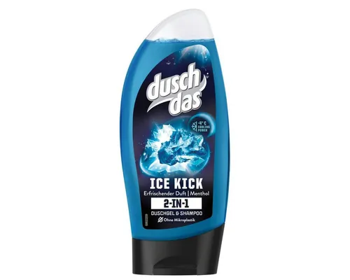 Duschdas 2-in-1 Duschgel & Shampoo Ice Kick - Duschgel & Shampoo für Körper und Haar mit -4°C Cooling Power, 99% biologisch abbaubar und in nachfüllbarer Eco-Flasche. Erfrischender Duft und dermatologisch getestet für die tägliche Anwendung.