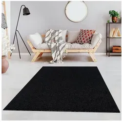 Jimri Teppich Lotus Wohnzimmer Teppich Einfarbig Kurzflor Läufer Uni, Rechteckig, Wohnzimmer Teppich Einfarbig Kurzflor Läufer schwarz Rechteckig | 160 cm x 230 cm