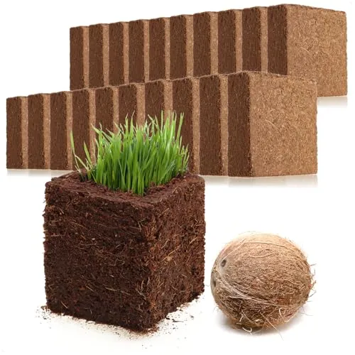 com-four® 20x Kokosanzuchterde - biologisch abbaubare Quell-Kokosscheiben - torffreie Quell-Briketts aus gepresster Kokosfaser - ergibt 20 Liter Blumenerde