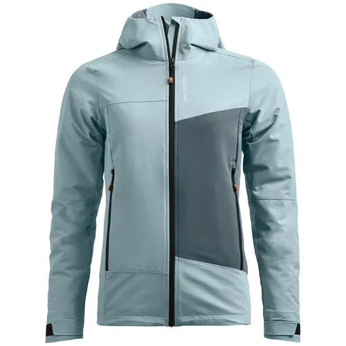Ortovox Seceda Softshell Jacket Women Glacier Grey (L) - Funktionsjacke mit hervorragendem Tragekomfort, wind- und wasserabweisend, ideal für alpine Touren. Ergonomischer Schnitt und elastisches Material bieten optimale Bewegungsfreiheit.